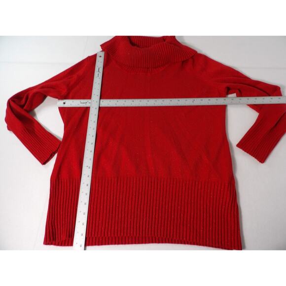 Vtg Jaclyn Smith XXL Sweater Cowl Neck Red Cable Knit Sparkly 90s Holiday Festiv - Picture 12 of 14